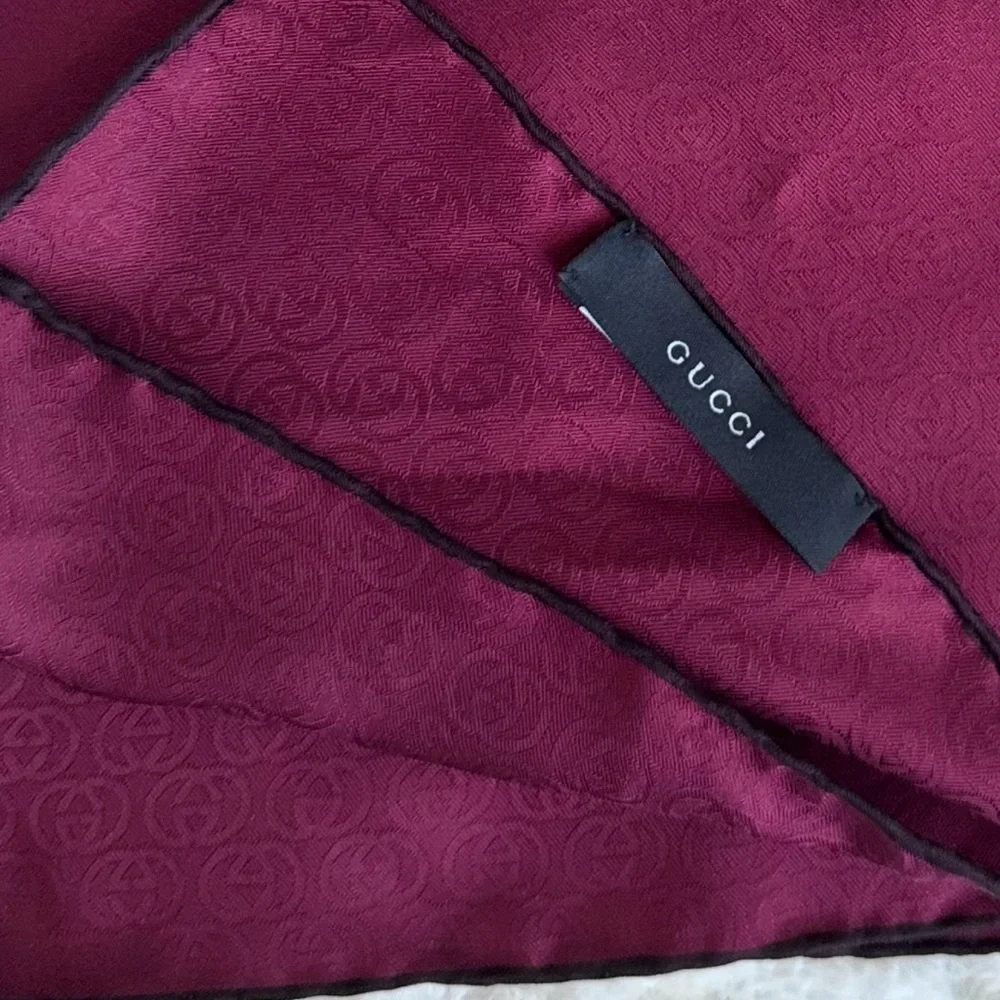 GUCCI Monogram Silk Scarf Burgundy